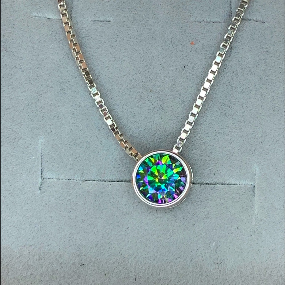 Certified, 0.5CT Mystic Moissanite Diamond pendant
